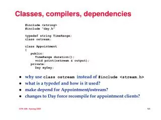 Classes, compilers, dependencies