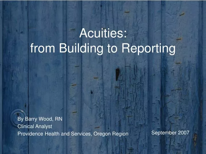 acuities from building to reporting