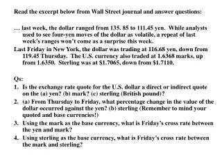 Read the excerpt below from Wall Street journal and answer questions: