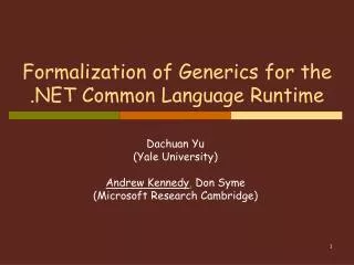 Formalization of Generics for the .NET Common Language Runtime