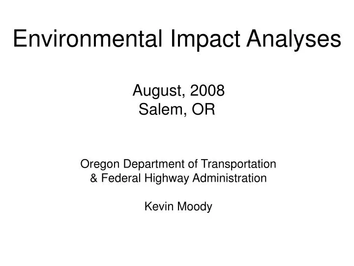 environmental impact analyses august 2008 salem or