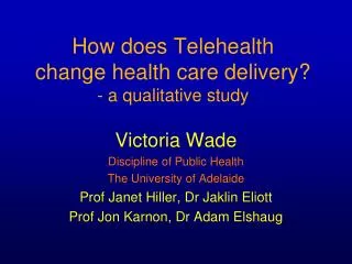 How does Telehealth change health care delivery? - a qualitative study