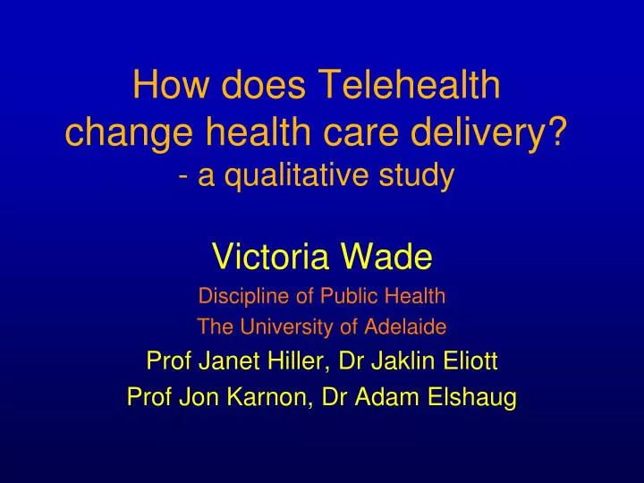 how does telehealth change health care delivery a qualitative study