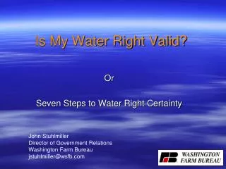 Is My Water Right Valid?