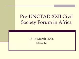Pre-UNCTAD XXII Civil Society Forum in Africa