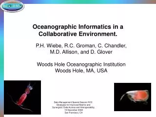 Oceanographic Informatics in a Collaborative Environment.