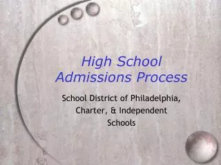 High School Admissions Process