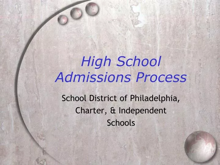 high school admissions process