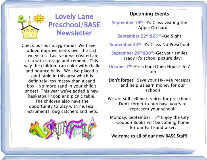 lovely lane preschool base newsletter
