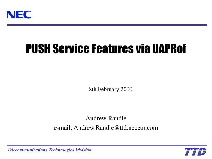 push service features via uaprof