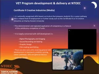 VET Program development &amp; delivery at NTOEC