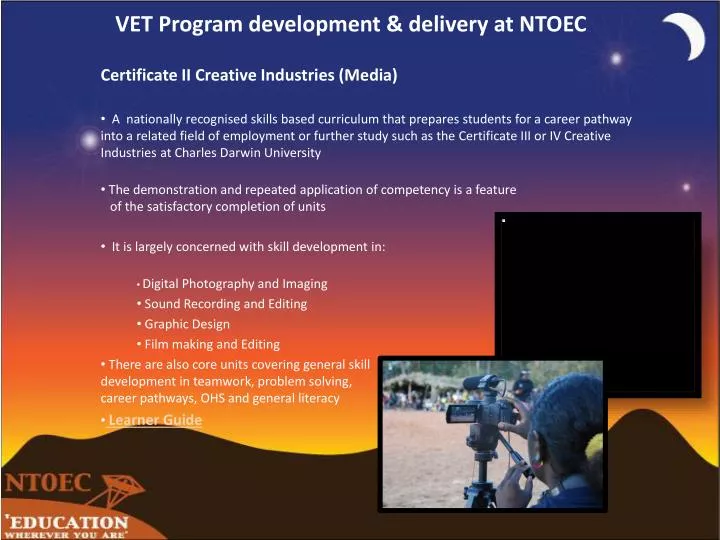 vet program development delivery at ntoec