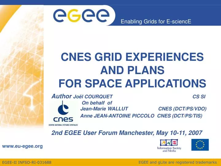 cnes grid experiences and plans for space applications