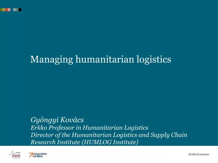 managing humanitarian logistics