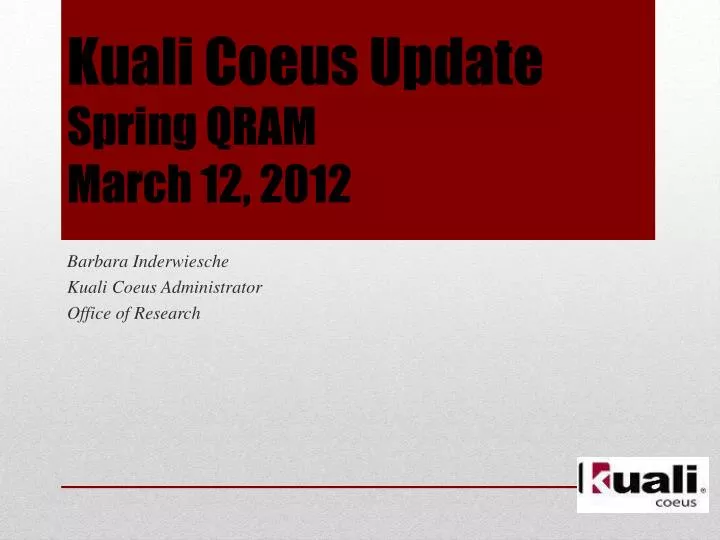 kuali coeus update spring qram march 12 2012