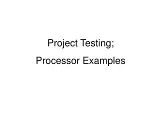 Project Testing; Processor Examples