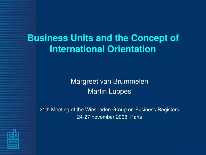 business units and the concept of international orientation