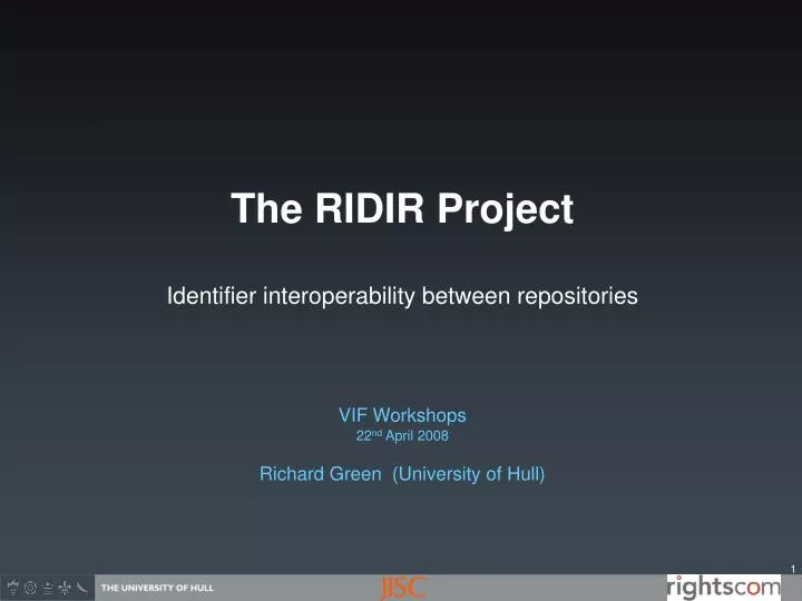 the ridir project identifier interoperability between repositories