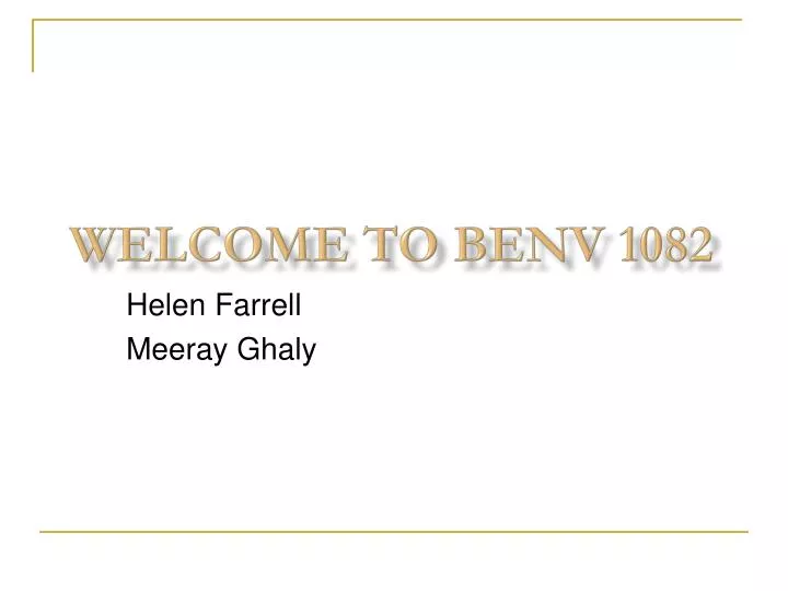 welcome to benv 1082