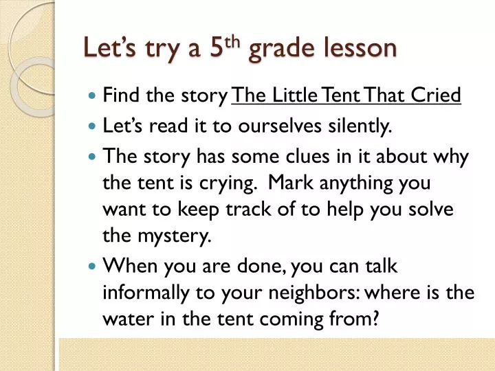 let s try a 5 th grade lesson