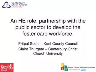 An HE role: partnership with the public sector to develop the foster care workforce.