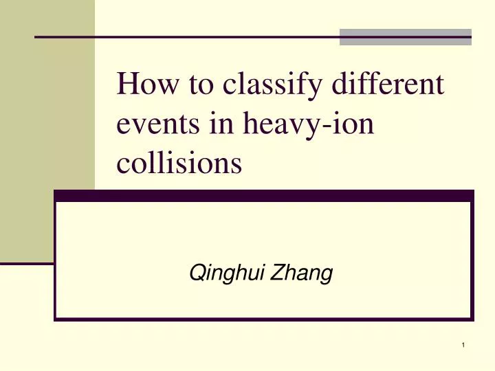 how to classify different events in heavy ion collisions