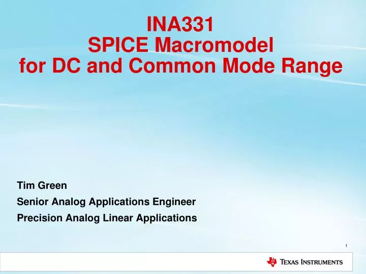 ina331 spice macromodel for dc and common mode range