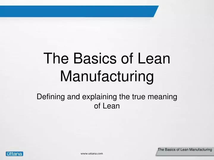 the basics of lean manufacturing
