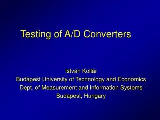 Testing of A/D Converters