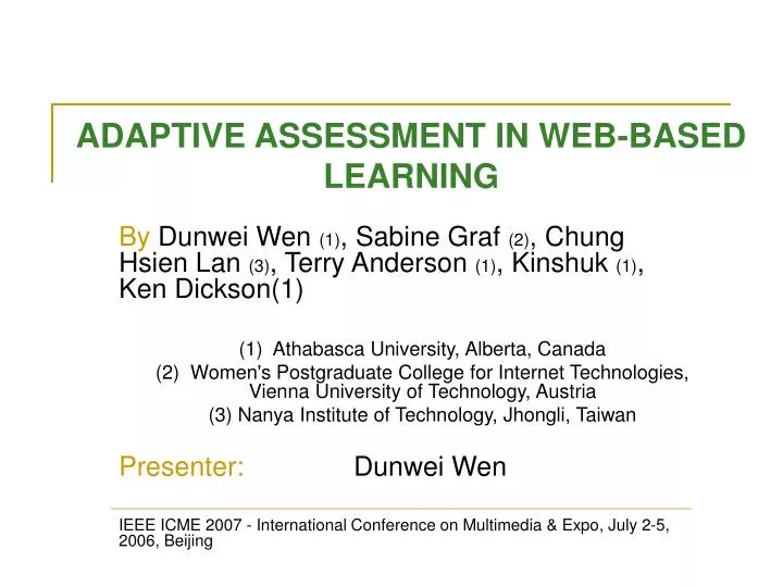 adaptive assessment in web based learning