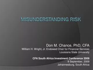 Misunderstanding Risk