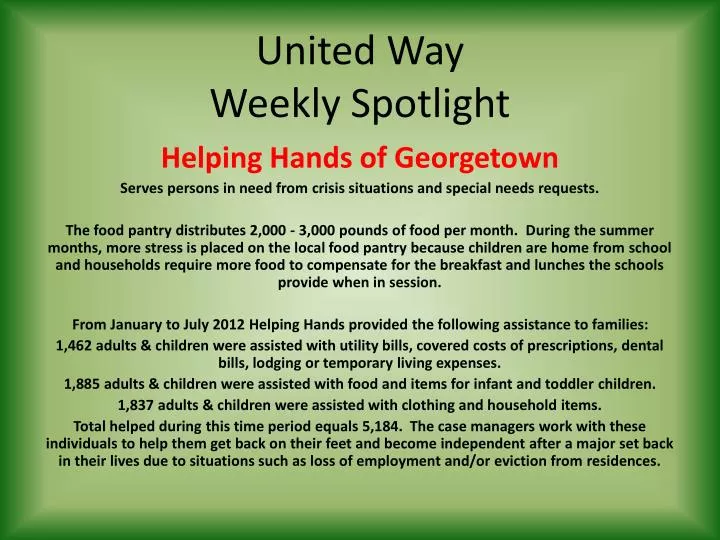 united way weekly spotlight