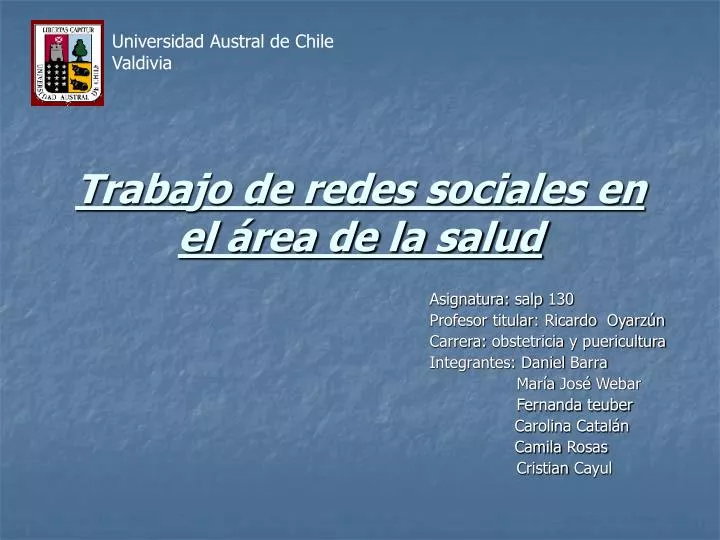 trabajo de redes sociales en el rea de la salud