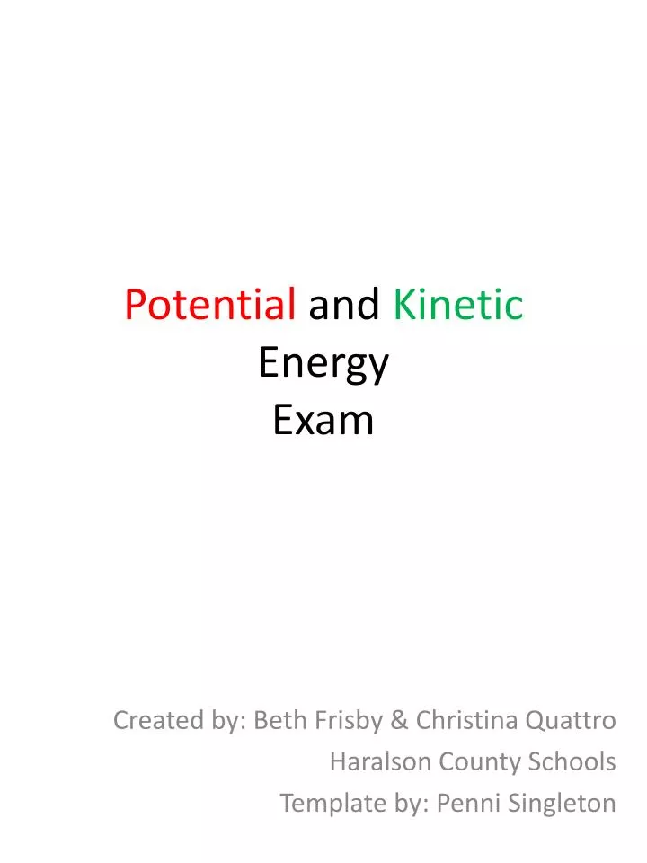 potential and kinetic energy exam