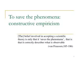 To save the phenomena: constructive empiricism