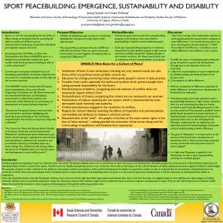 Sport Peacebuilding : Emergence, Sustainability and Disability