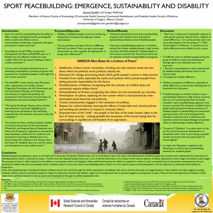 sport peacebuilding emergence sustainability and disability