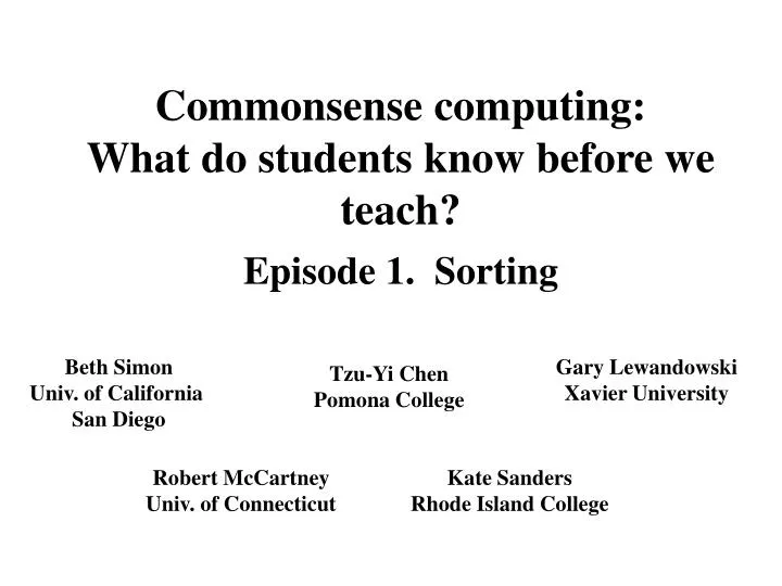 commonsense computing what do students know before we teach episode 1 sorting