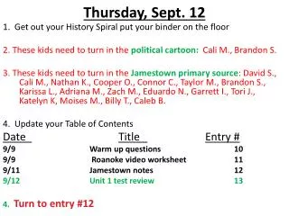 Thursday , Sept. 12