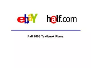 Fall 2003 Textbook Plans