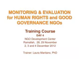 MONITORING &amp; EVALUATION for HUMAN RIGHTS and GOOD GOVERNANCE NGOs
