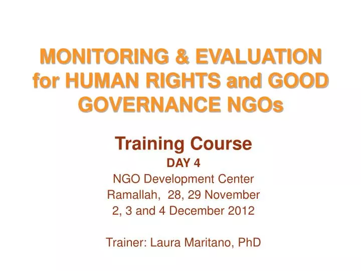 monitoring evaluation for human rights and good governance ngos