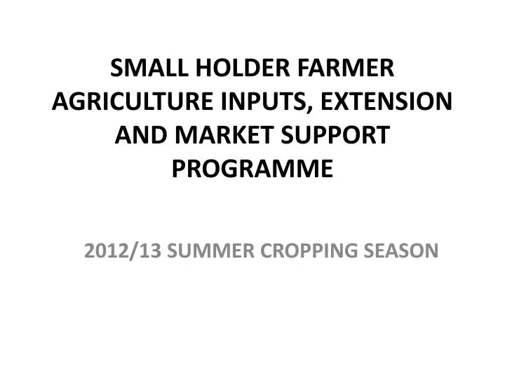small holder farmer agriculture inputs extension and market support programme