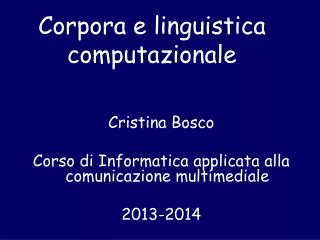 corpora e linguistica computazionale