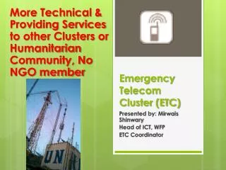 Emergency Telecom Cluster (ETC)