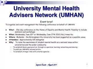 University Mental Health Advisers Network (UMHAN)