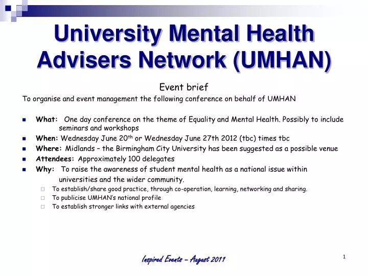 university mental health advisers network umhan