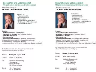 Gesundheit und Lebensqualität - Möglichkeiten der Gesundheitsvorsorge