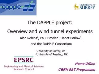 The DAPPLE project: Overview and wind tunnel experiments