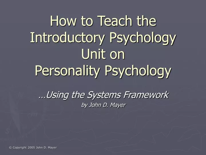 how to teach the introductory psychology unit on personality psychology